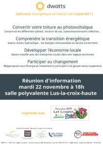 Réunion publique DWATTS Lus la croix haute 22-11-2022