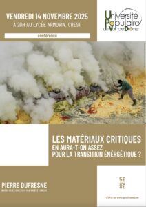 Matériaux critiques : en aura-t-on assez pour la transition énergétique ? @ Crest